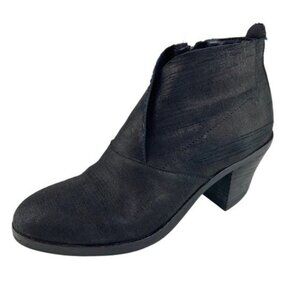 Eileen Fisher Murphy Storm Textured Nubuck Black Leather Ankle Booties
